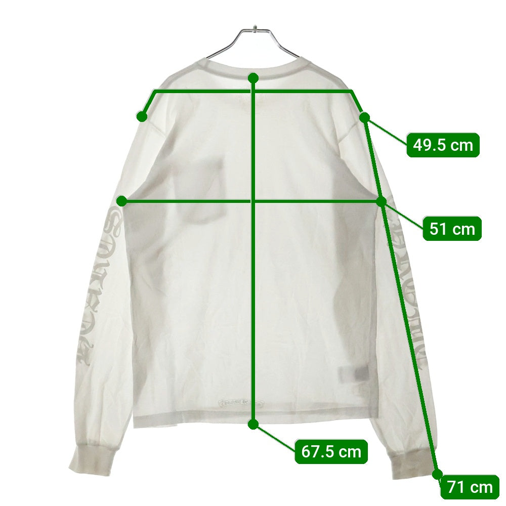 CHROME HEARTS(クロムハーツ) Neck Logo L/S Tee ネックロゴ プリント長袖Tシャツ カットソー ホワイト