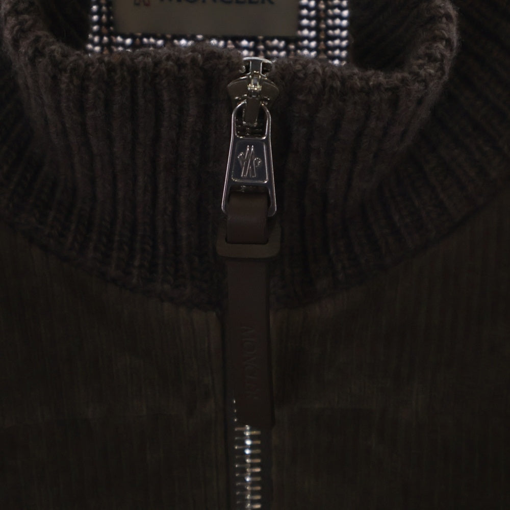 MONCLER(モンクレール) 22AW ニット切り替え コーディロイ ジップアップダウンジャケット ブラウン H20919B00012 M1241
