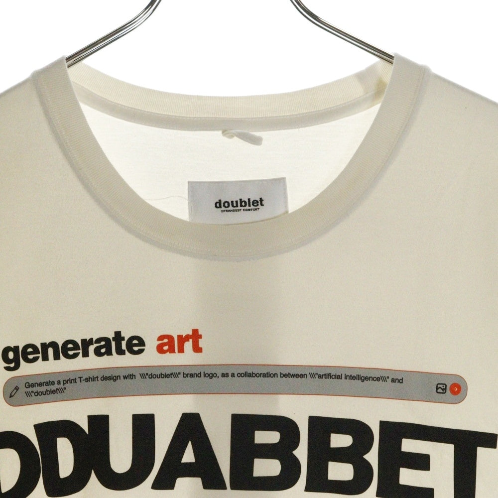 doublet(ダブレット) 24SS AI-GENERATED DOUBLET LOGO フロントロゴ 半袖Tシャツ カットソー ホワイト 24SS32CS315