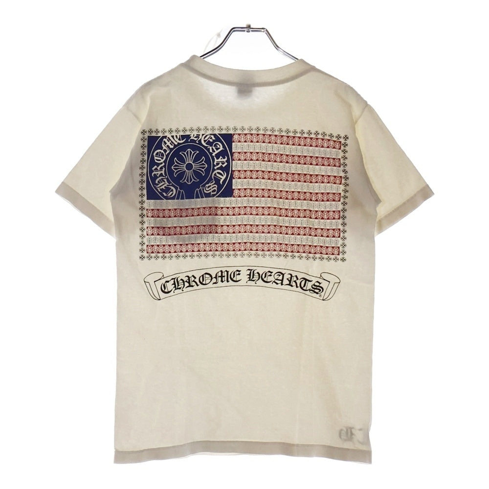 CHROME HEARTS(クロムハーツ) OLD AMERICAN FLAG TEE オールド アメリカンフラッグTシャツ 星条旗 ホースシュープリント 半袖カットソー ホワイト