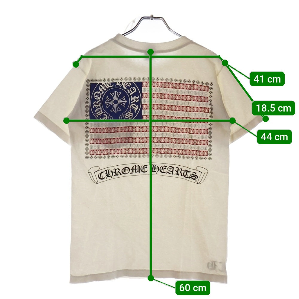 CHROME HEARTS(クロムハーツ) OLD AMERICAN FLAG TEE オールド アメリカンフラッグTシャツ 星条旗 ホースシュープリント 半袖カットソー ホワイト
