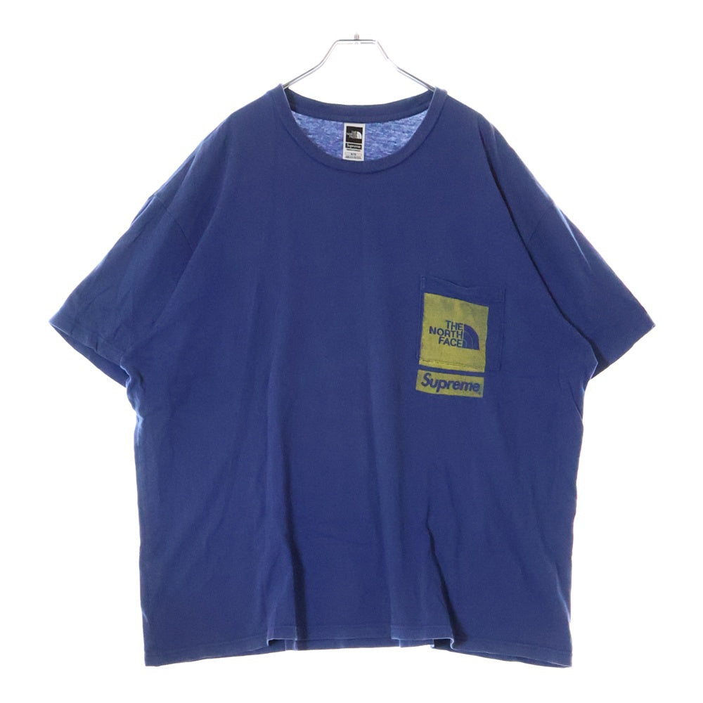 SUPREME(シュプリーム) 23SS×THE NORTH FACE PRINTED POCKET TEE ノースフェイス プリント ポケット半袖Tシャツ カットソー ネイビー NT02309I