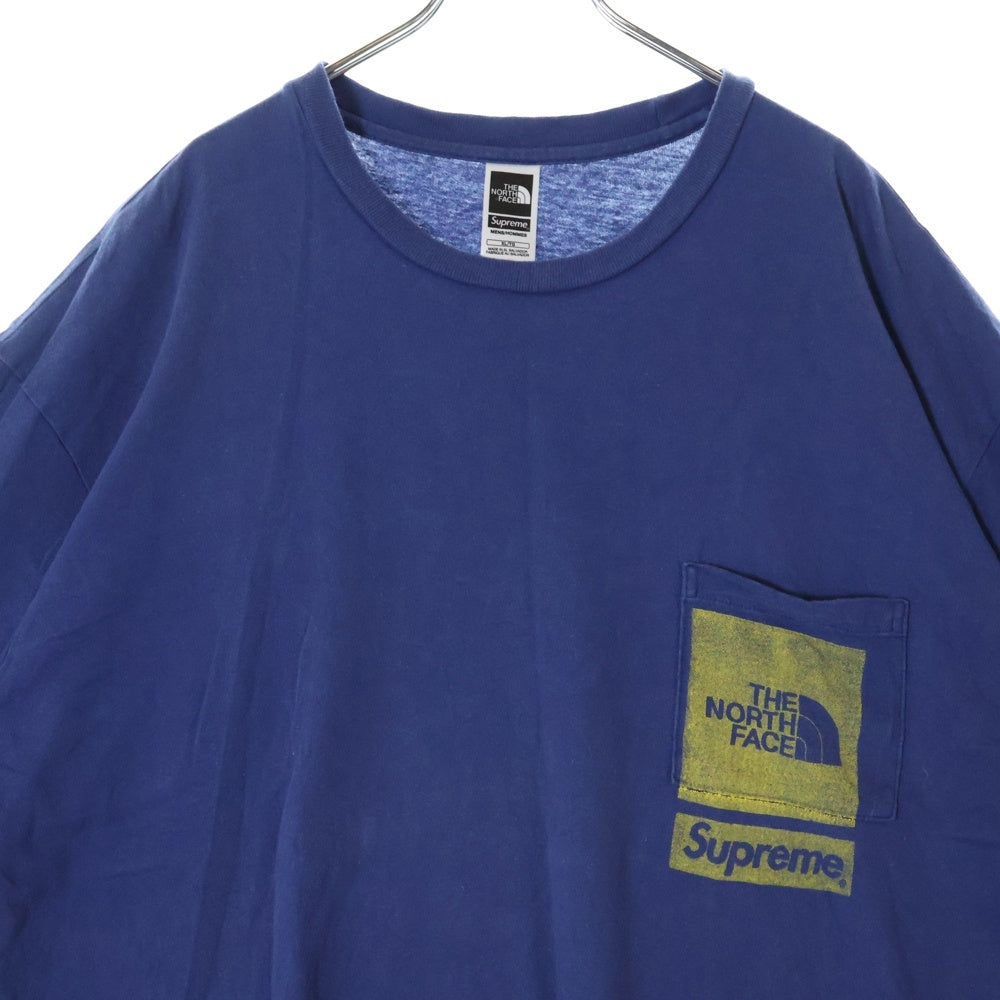 SUPREME(シュプリーム) 23SS×THE NORTH FACE PRINTED POCKET TEE ノースフェイス プリント ポケット半袖Tシャツ カットソー ネイビー NT02309I