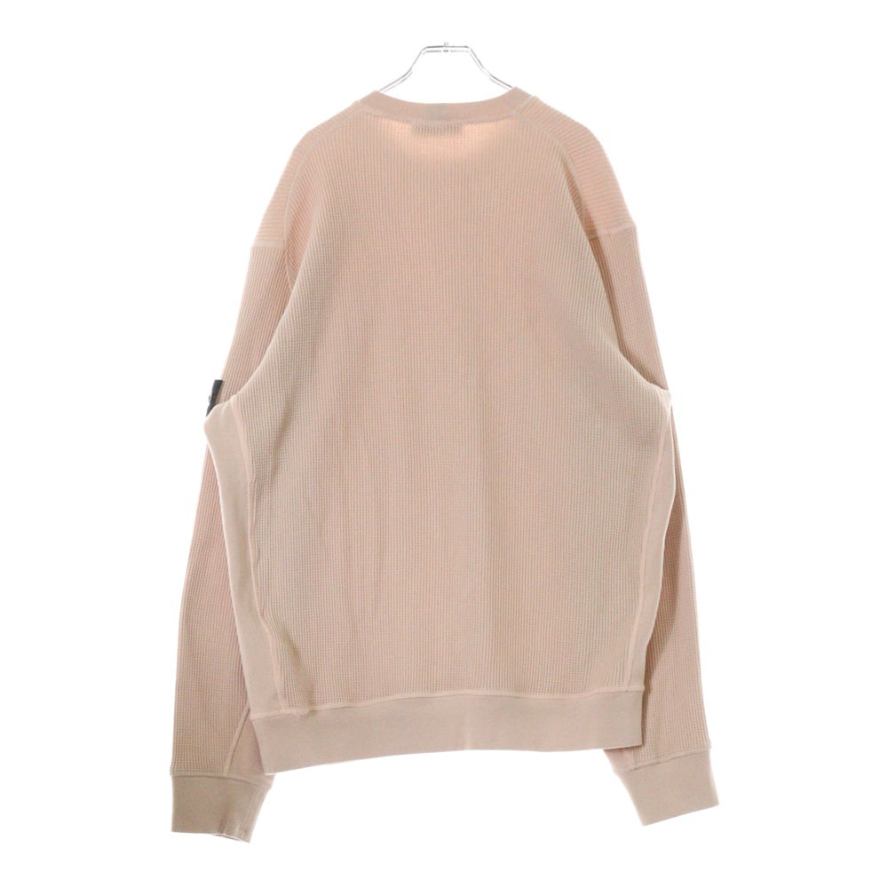 STONE ISLAND(ストーンアイランド) 25SS ORGANIC COTTON WAFFLE FLEECE K1S156100008S0044 コットンワッフルスウェットトレーナー サーモンピンク 長袖Tシャツ