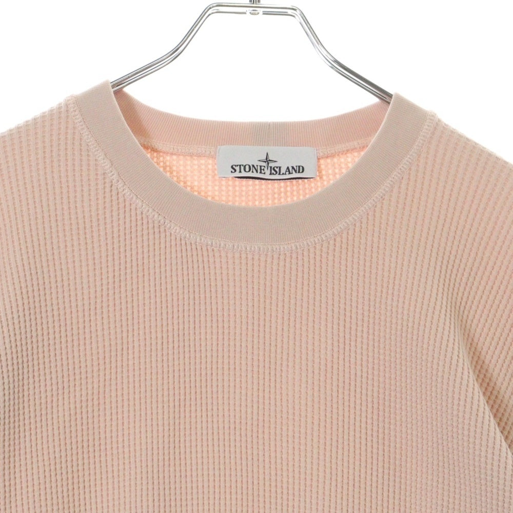 STONE ISLAND(ストーンアイランド) 25SS ORGANIC COTTON WAFFLE FLEECE K1S156100008S0044 コットンワッフルスウェットトレーナー サーモンピンク 長袖Tシャツ