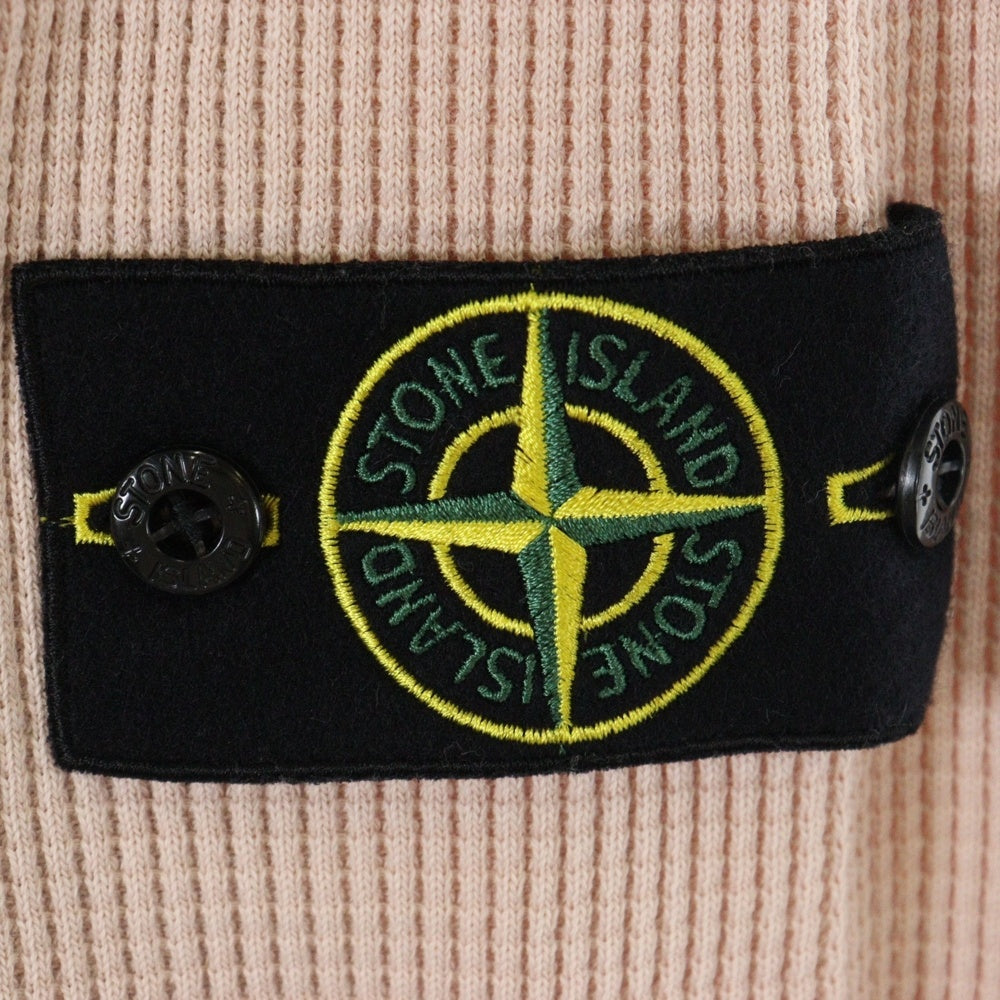 STONE ISLAND(ストーンアイランド) 25SS ORGANIC COTTON WAFFLE FLEECE K1S156100008S0044 コットンワッフルスウェットトレーナー サーモンピンク 長袖Tシャツ
