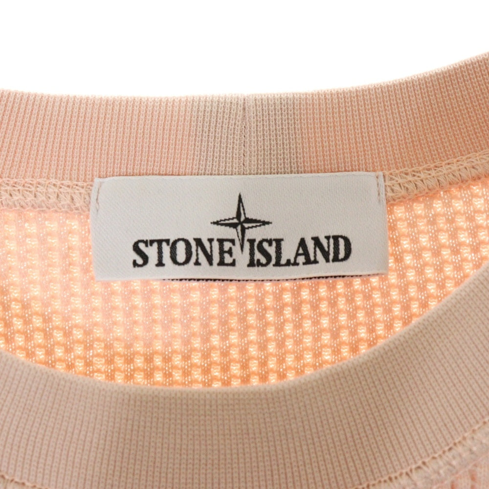 STONE ISLAND(ストーンアイランド) 25SS ORGANIC COTTON WAFFLE FLEECE K1S156100008S0044 コットンワッフルスウェットトレーナー サーモンピンク 長袖Tシャツ