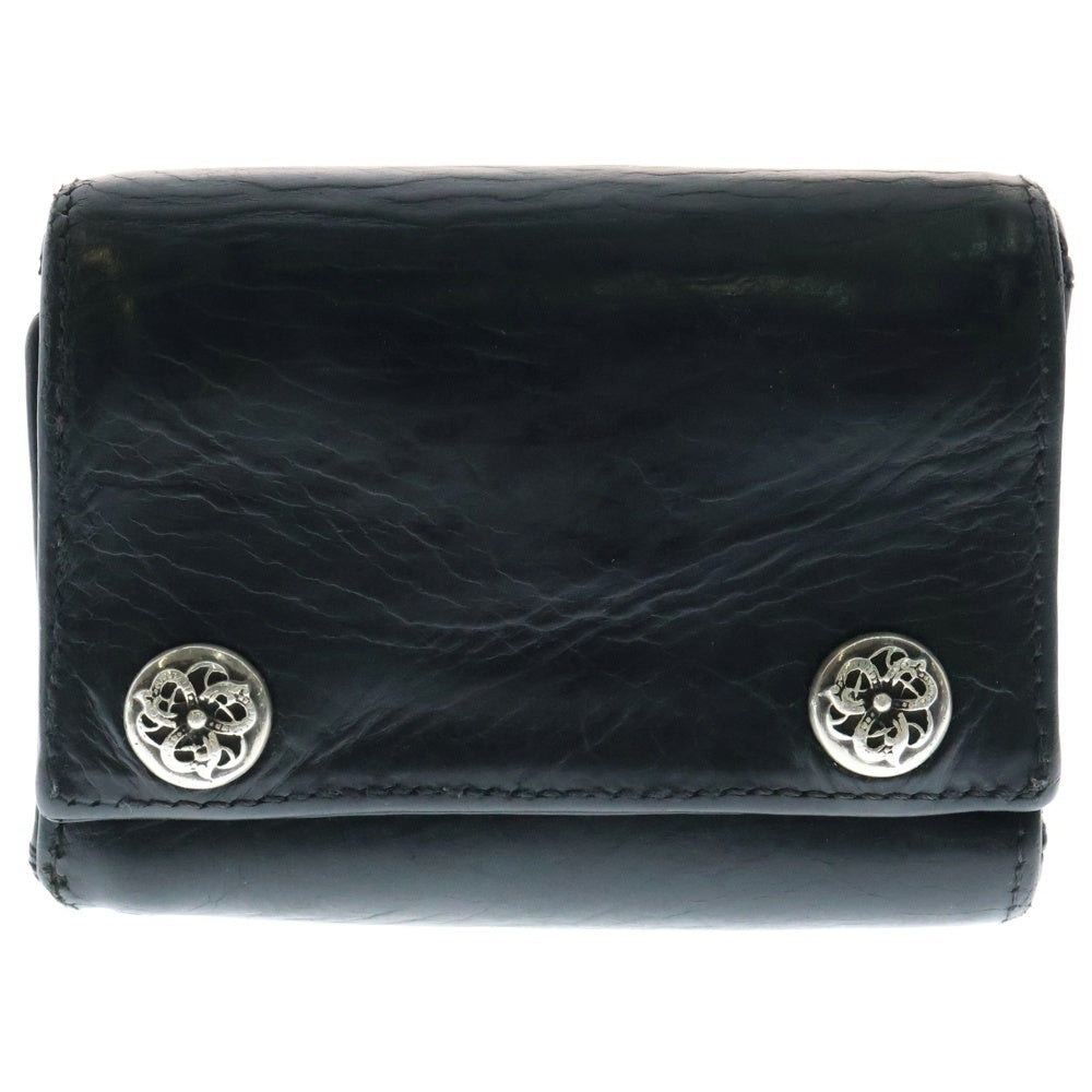 CHROME HEARTS(クロムハーツ) 3FOLD 3フォールド ケルティックボタン レザーウォレット 財布 ブラック BCA364