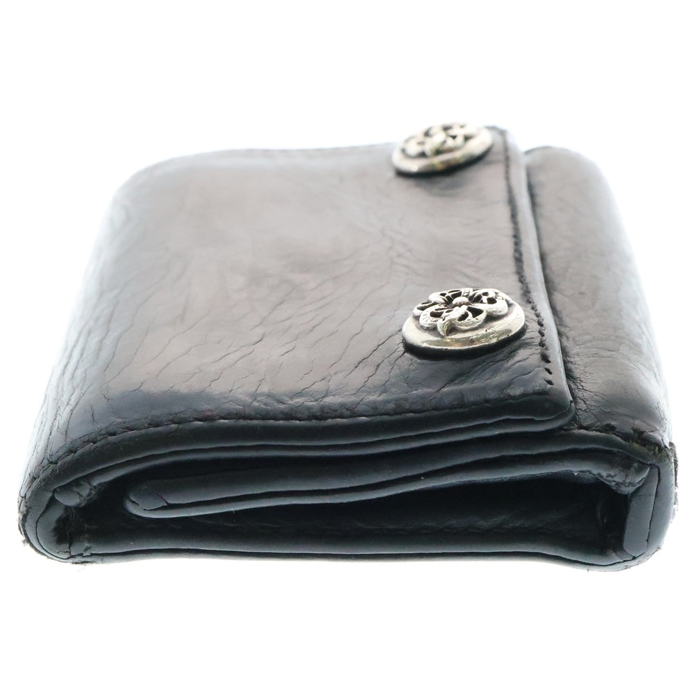 CHROME HEARTS(クロムハーツ) 3FOLD 3フォールド ケルティックボタン レザーウォレット 財布 ブラック BCA364