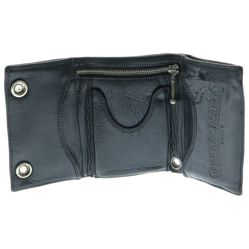 CHROME HEARTS(クロムハーツ) 3FOLD 3フォールド ケルティックボタン レザーウォレット 財布 ブラック BCA364