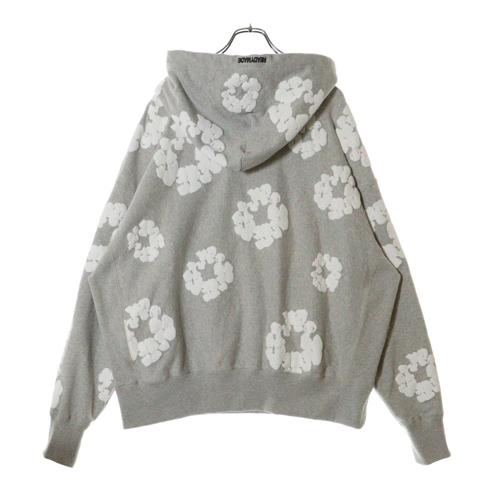 READY MADE(レディメイド) 22AW×DENIM TEARS COTTON WREATH HOODIE フラワープリント コットン プルオーバーパーカー フーディー グレー RE-DT-GY-00-00-08