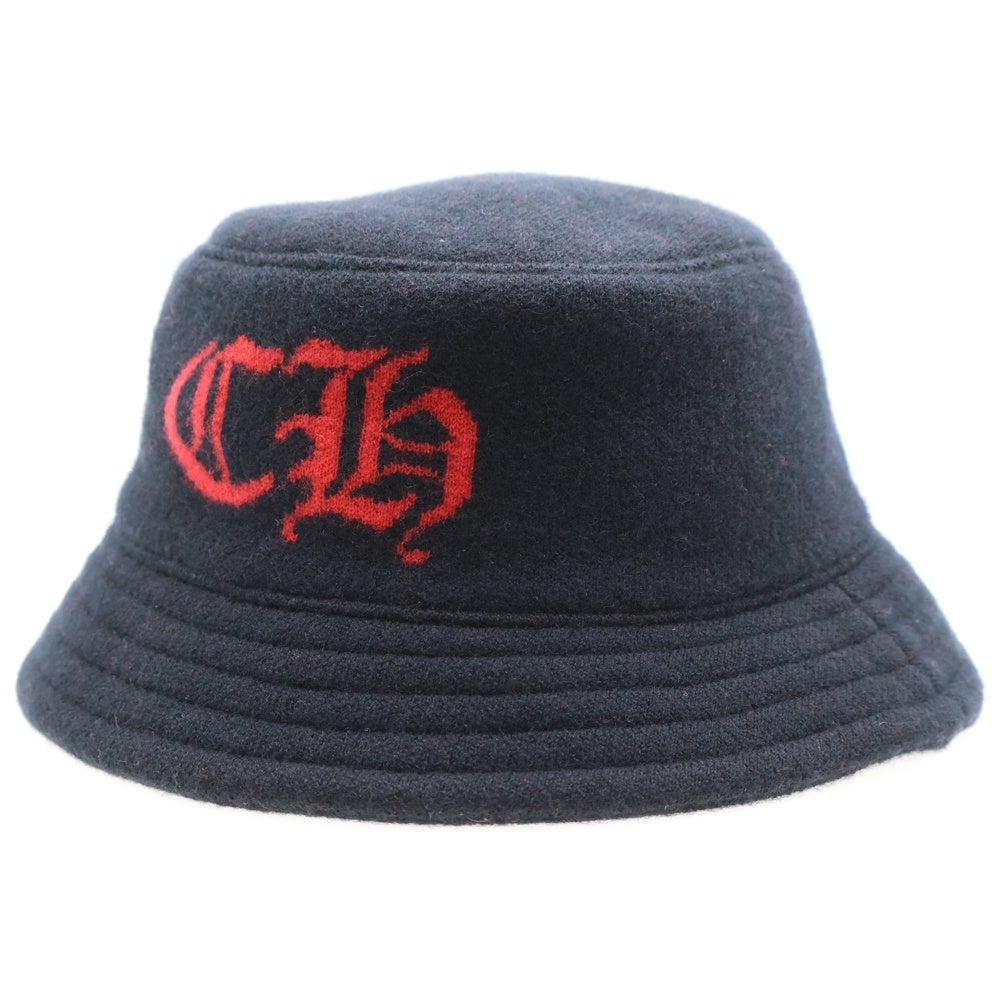 CHROME HEARTS(クロムハーツ) U BUCKET JACOUARD KNIT CH CHロゴ カシミアバケットハット ブラック/レッド