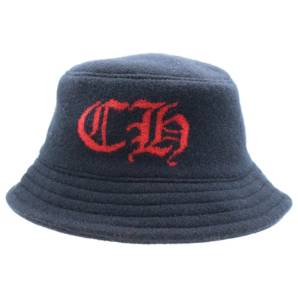 CHROME HEARTS(クロムハーツ) U BUCKET JACOUARD KNIT CH CHロゴ カシミアバケットハット ブラック/レッド