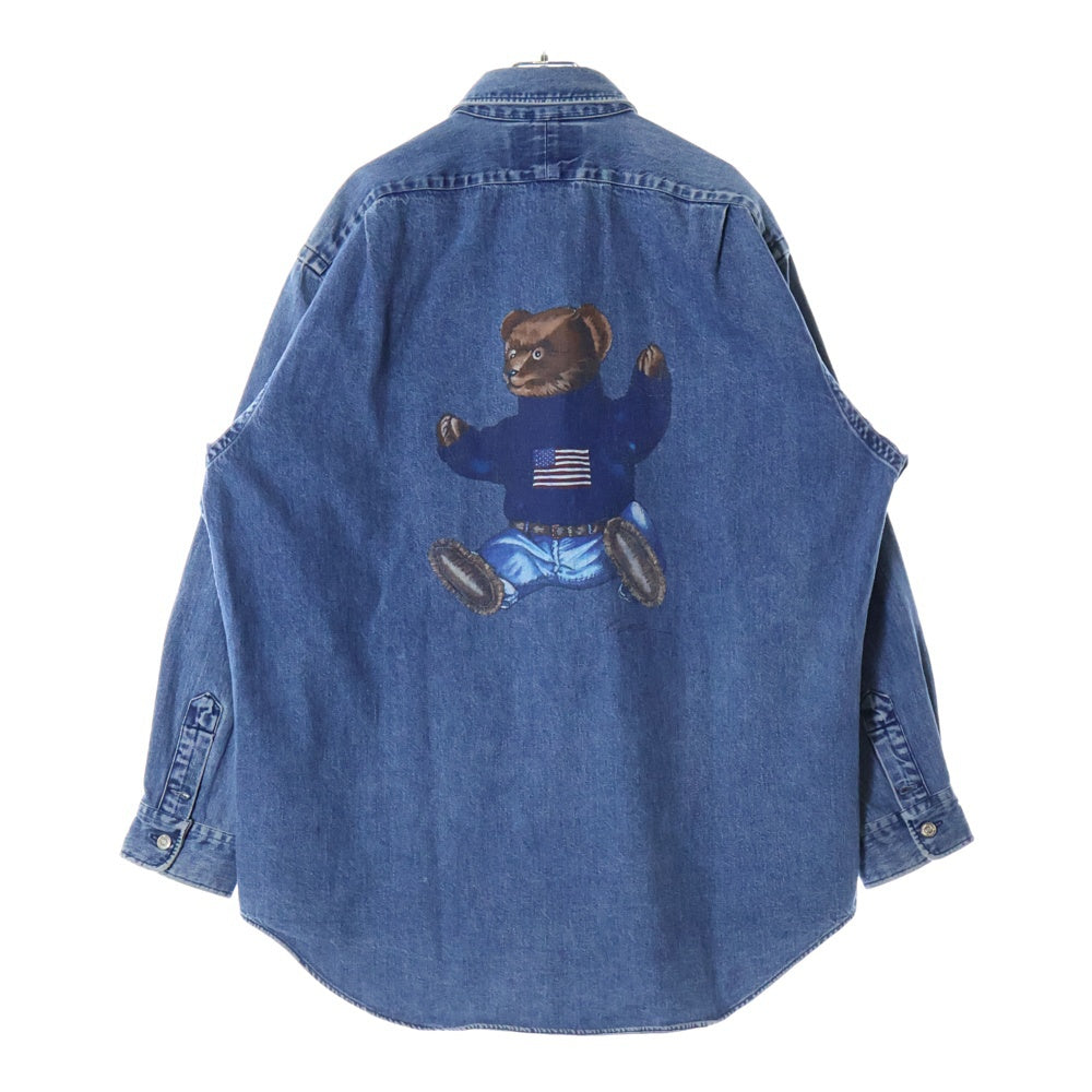 POLO RALPH LAUREN(ポロラルフローレン) 90s VINTAGE POLO COUTRY DUNGAREE 初期ポロベア ヴィンテージ ダンガリー長袖シャツ インディゴ