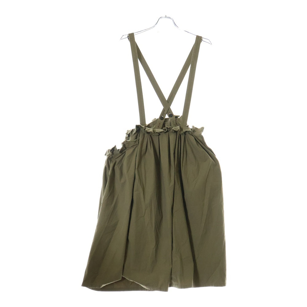 Y's(ワイズ) 09SS Raw-cut gathered jumper skirt 切りっぱなし ギャザー ジャンパー スカート サロペット カーキ レディース YV-S09-009