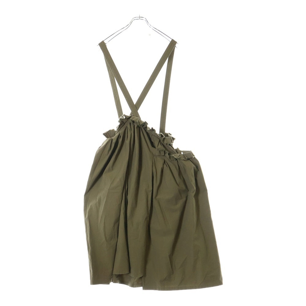 Y's(ワイズ) 09SS Raw-cut gathered jumper skirt 切りっぱなし ギャザー ジャンパー スカート サロペット カーキ レディース YV-S09-009
