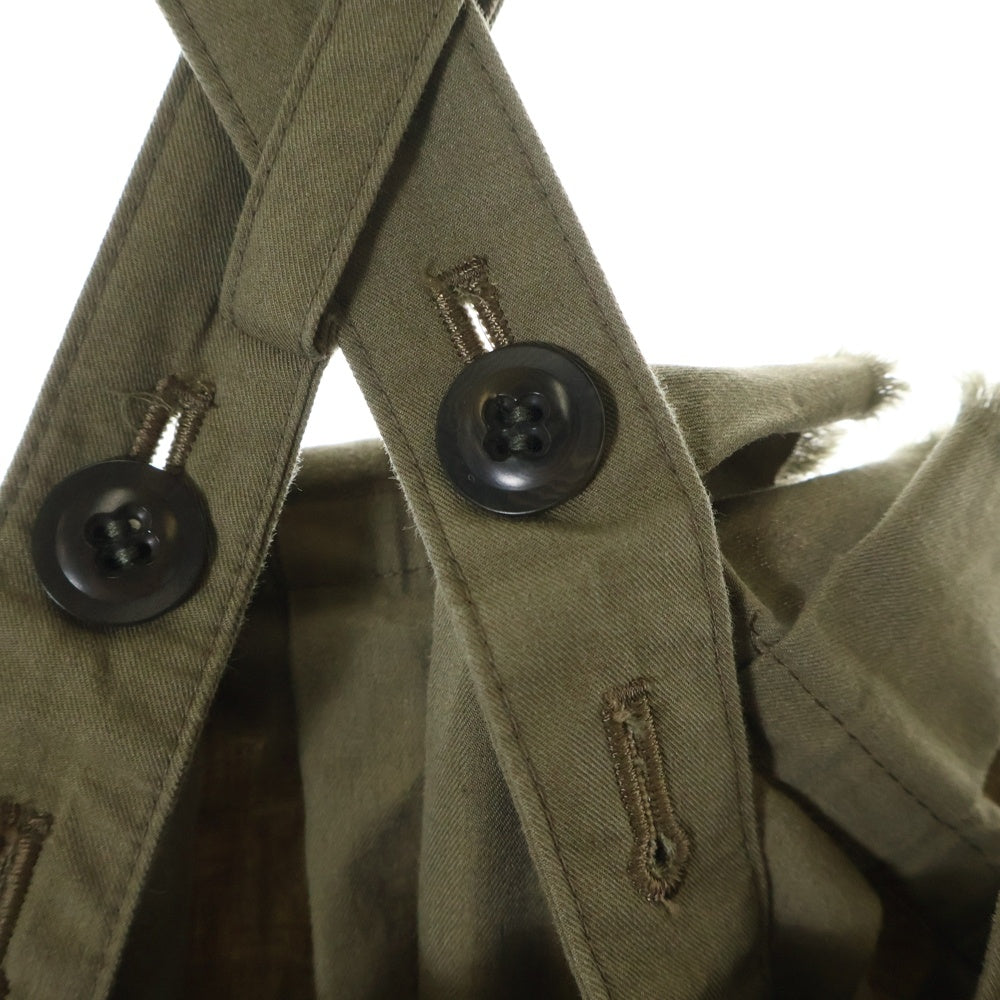 Y's(ワイズ) 09SS Raw-cut gathered jumper skirt 切りっぱなし ギャザー ジャンパー スカート サロペット カーキ レディース YV-S09-009