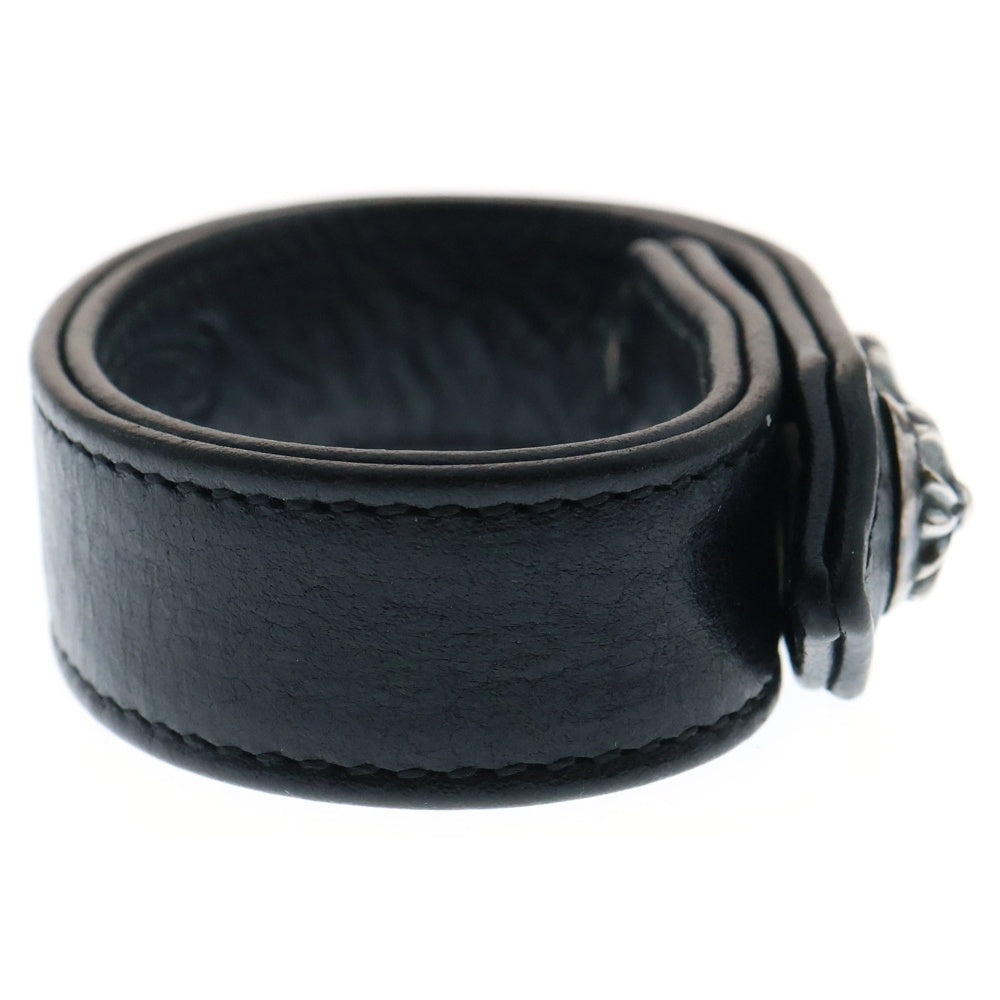 CHROME HEARTS(クロムハーツ) 3BTN 2SNP クロスボール 3ボタン2スナップ レザーブレスレット ブラック/シルバー BCA123
