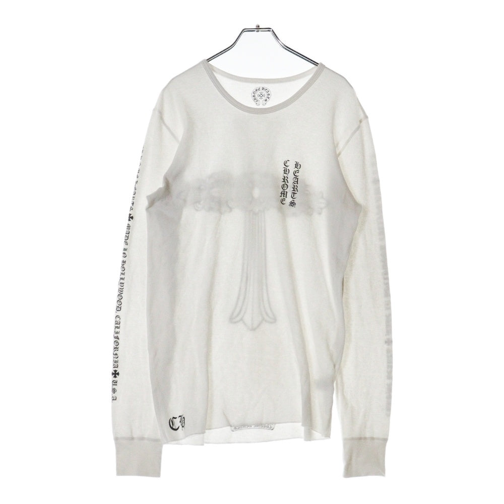 CHROME HEARTS(クロムハーツ) OLD FLRL CRS Logo L/S Tee サーマル フローラル クロスロゴ 長袖Tシャツ ホワイト