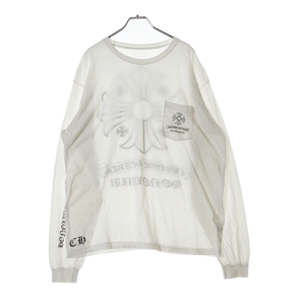 CHROME HEARTS(クロムハーツ) Honolulu CH PLS L/S TEE ホノルル限定 CHプラスプリント長袖カットソー 長袖Tシャツ ロングスリーブカットソー ロンT ホワイト