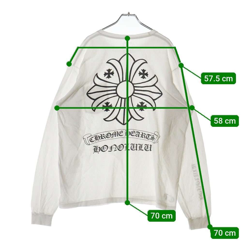 CHROME HEARTS(クロムハーツ) Honolulu CH PLS L/S TEE ホノルル限定 CHプラスプリント長袖カットソー 長袖Tシャツ ロングスリーブカットソー ロンT ホワイト