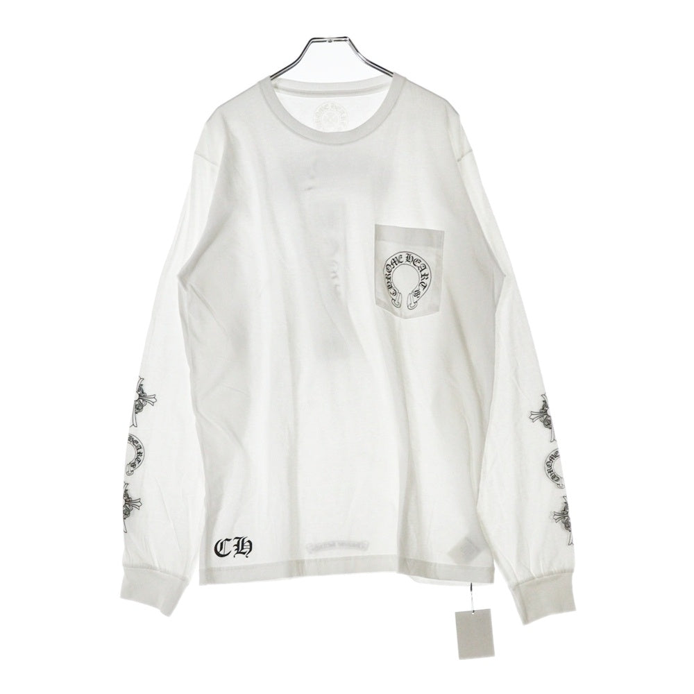 CHROME HEARTS(クロムハーツ) Horseshoe L/S Tee ホースシューロングスリーブ長袖Tシャツ ホワイト