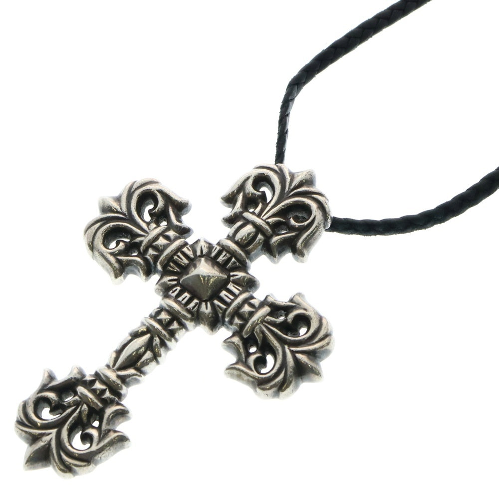 CHROME HEARTS(クロムハーツ) FILIG CROSS-LARGE LB ラージ フィリグリークロス レザーブレイド ネックレス シルバー