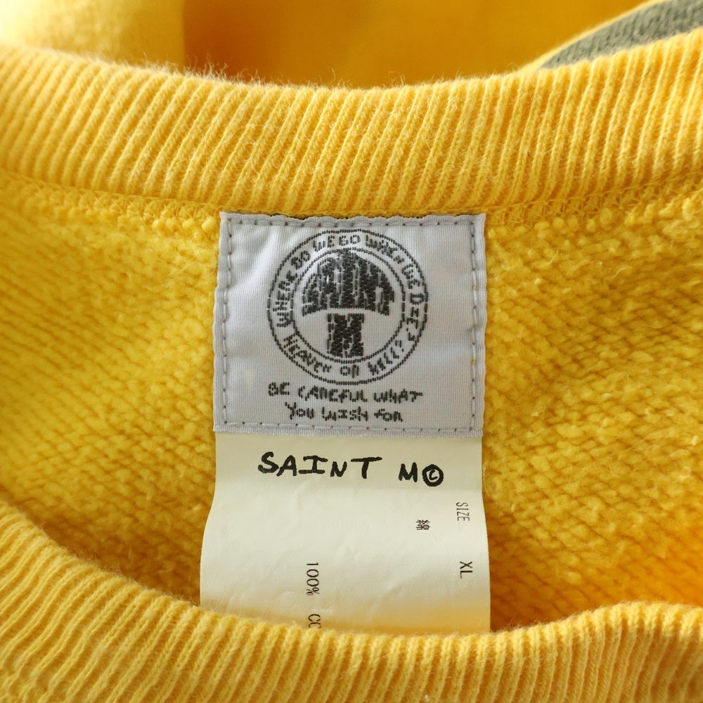 SAINT MICHAEL(セントマイケル) 21SS RAGLAN SWEAT SHIRT SM-S21-0000-023 ローガンスウェットシャツ ヴィンテージ加工プリントトレーナー イエロー