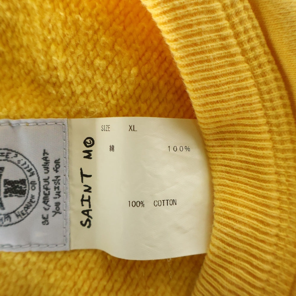 SAINT MICHAEL(セントマイケル) 21SS RAGLAN SWEAT SHIRT SM-S21-0000-023 ローガンスウェットシャツ ヴィンテージ加工プリントトレーナー イエロー