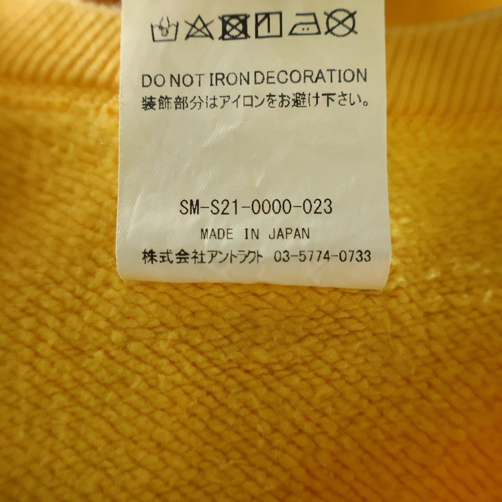 SAINT MICHAEL(セントマイケル) 21SS RAGLAN SWEAT SHIRT SM-S21-0000-023 ローガンスウェットシャツ ヴィンテージ加工プリントトレーナー イエロー