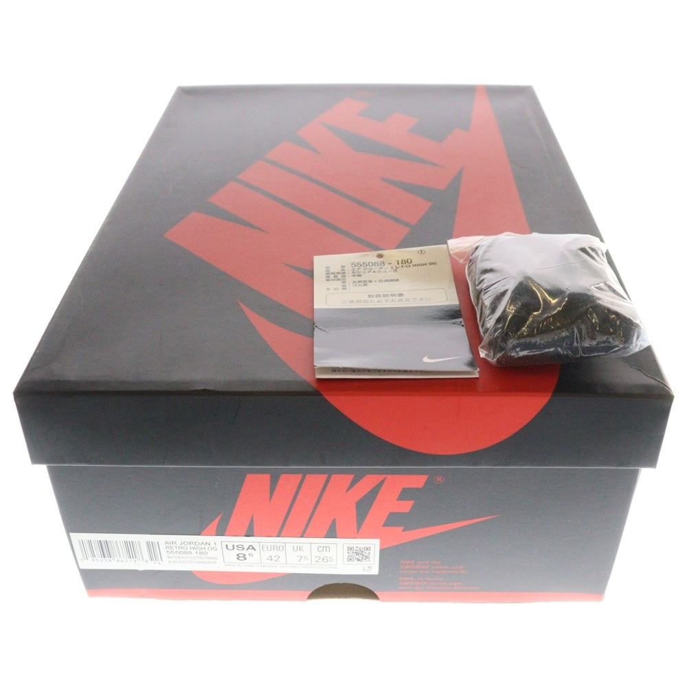 NIKE(ナイキ) AIR JORDAN 1 HIGH OG ELECTRO ORANGE 555088-180 エア ジョーダン 1 ハイ エレクトロオレンジ ハイカットスニーカー ホワイト/オレンジ US8.5/26.5cm
