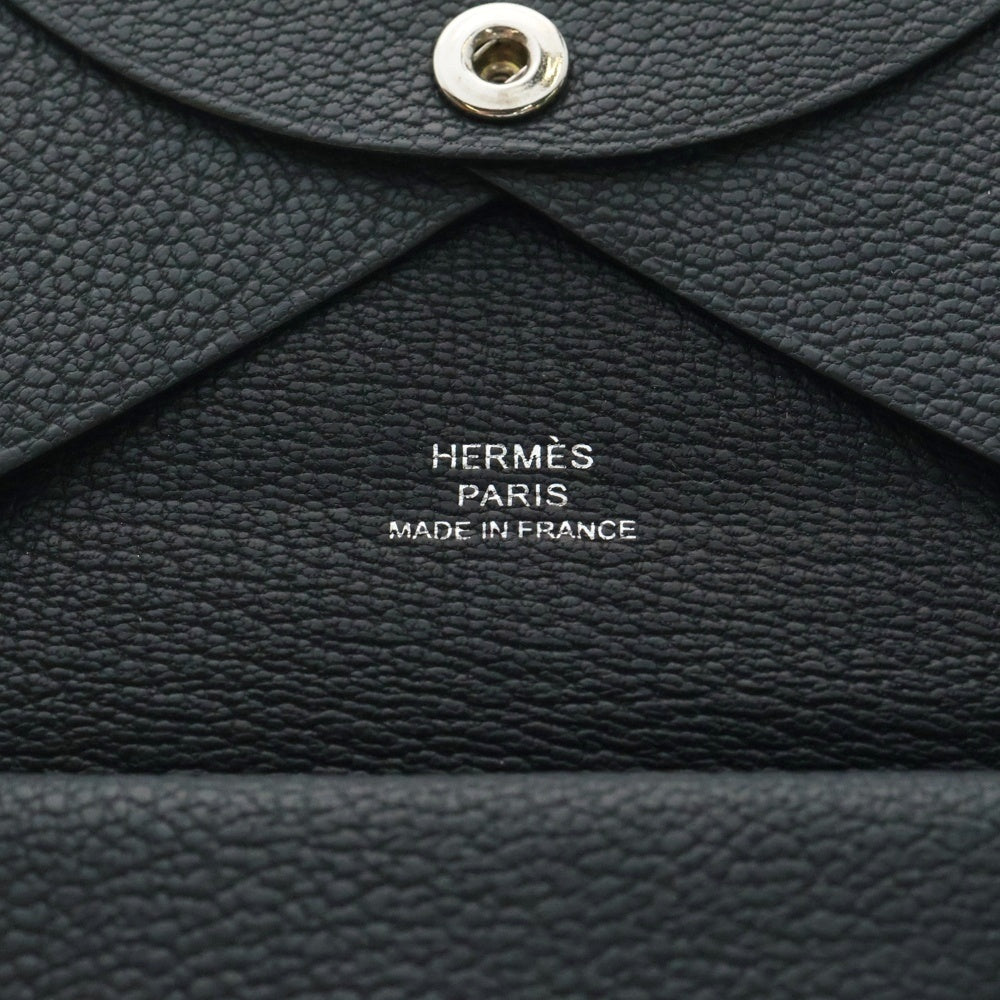 HERMES(エルメス) カルヴィ デュオ レザーカードケース コインケース エプソン W刻印 グレー