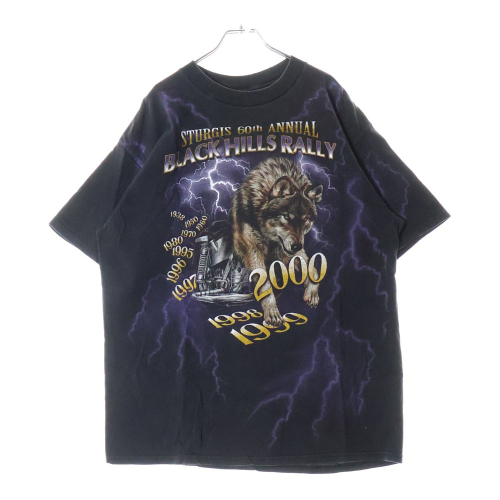 VINTAGE(ヴィンテージ) 00s TULTEXタグ USA製 BLACK HILLS RALLY 両面プリント Tシャツ 半袖カットソー ブラック