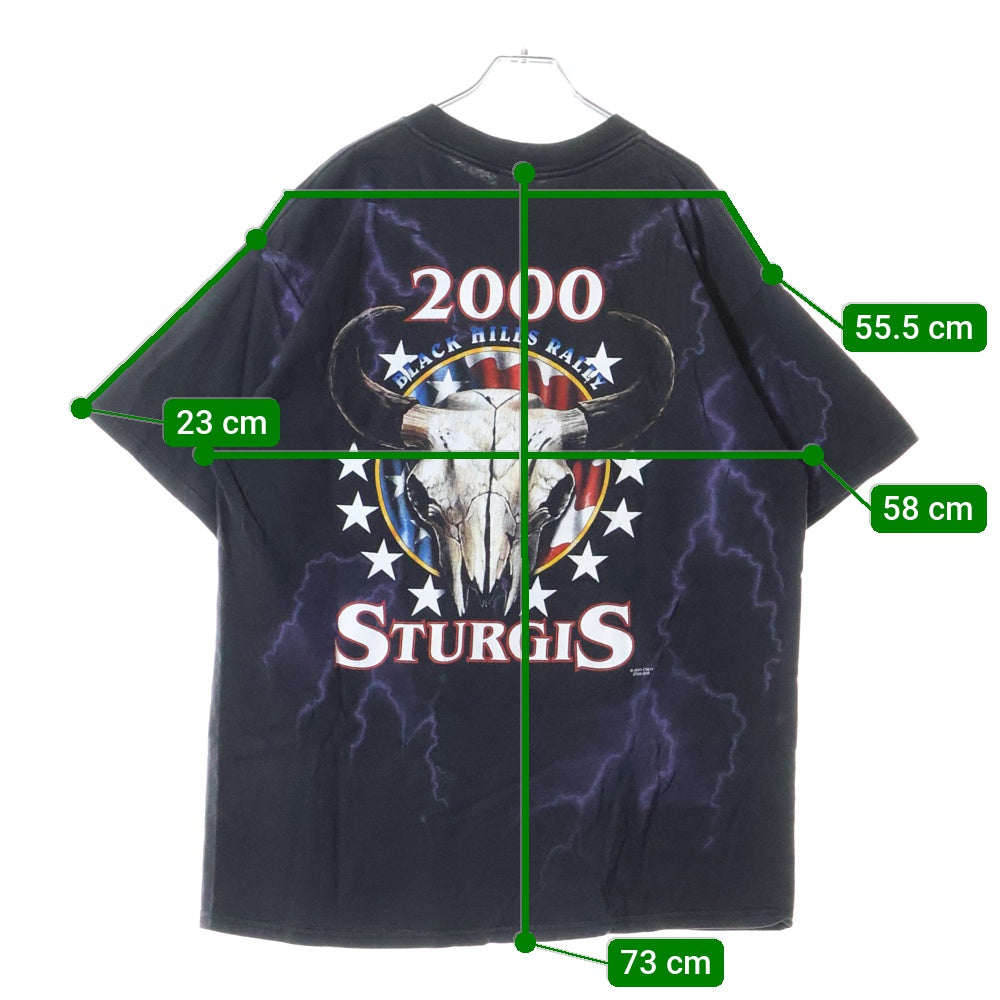 VINTAGE(ヴィンテージ) 00s TULTEXタグ USA製 BLACK HILLS RALLY 両面プリント Tシャツ 半袖カットソー ブラック