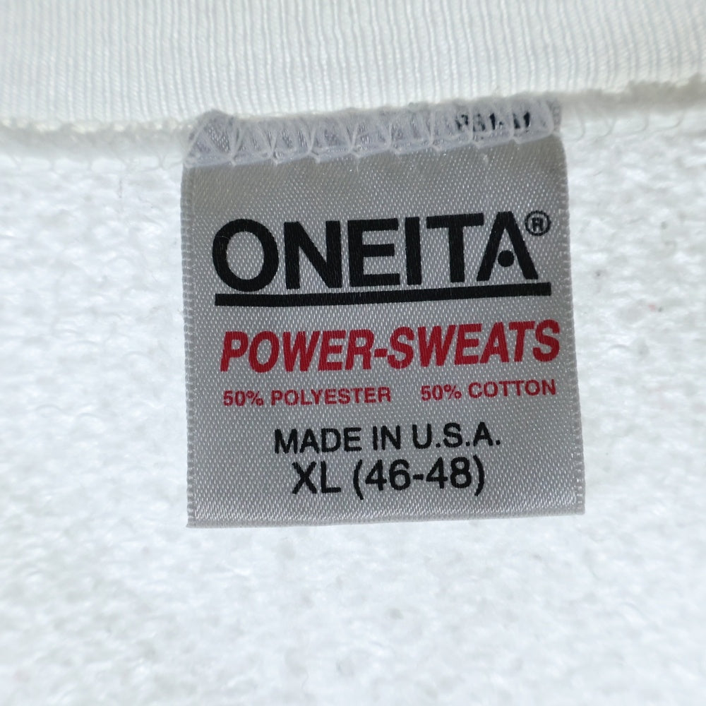 VINTAGE(ヴィンテージ) 90s ONEITAタグ USA製 不思議の国のアリス チェシャ猫 フロントプリント クルーネック スウェットトレーナー ホワイト