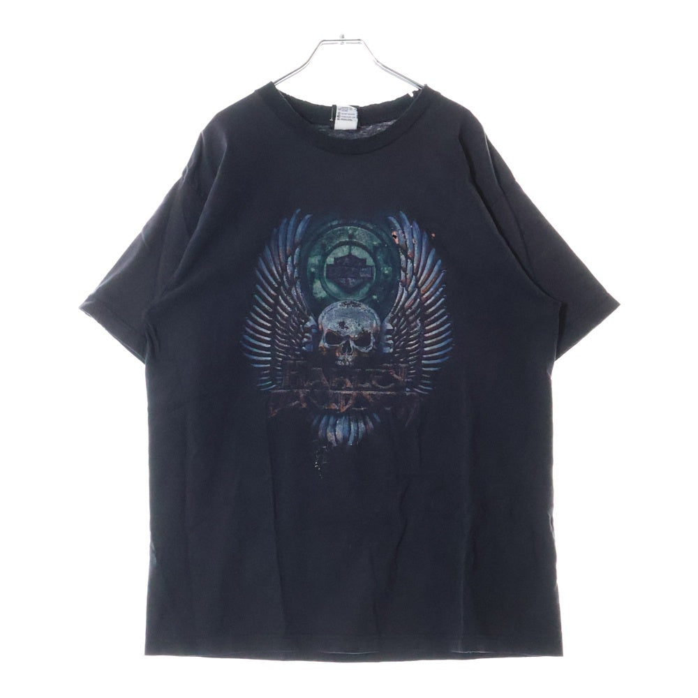 HARLEY DAVIDSON(ハーレーダビッドソン) 00s USA製 MOUNT MCKINLEY 両面プリントTシャツ 半袖カットソー ブラック