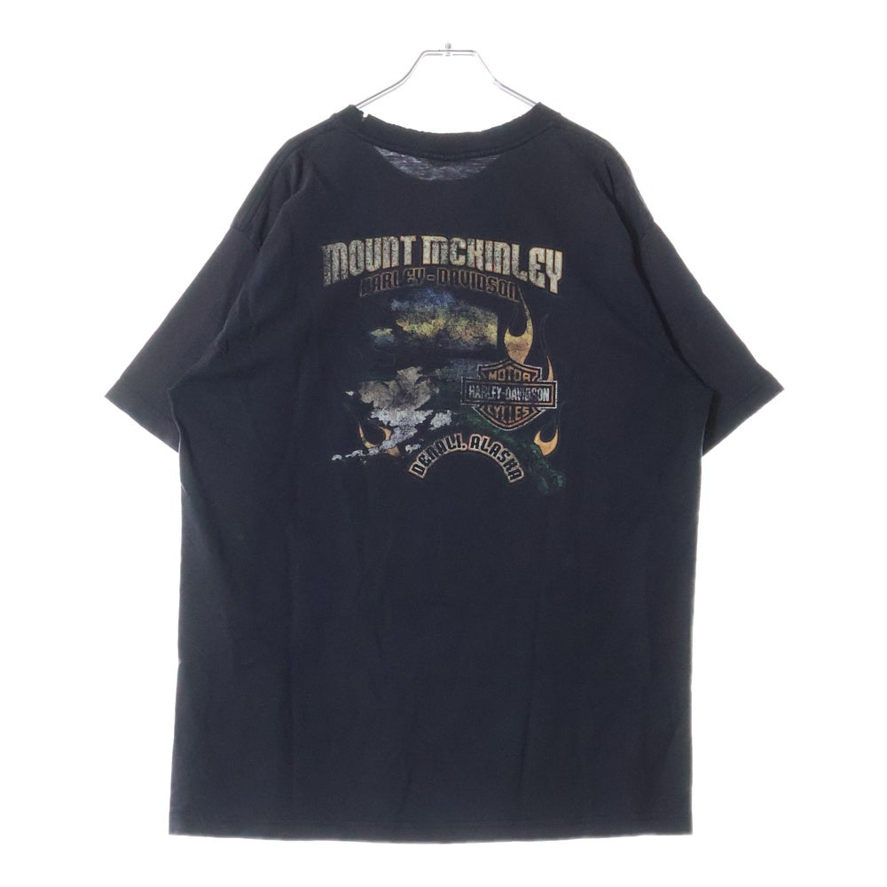 HARLEY DAVIDSON(ハーレーダビッドソン) 00s USA製 MOUNT MCKINLEY 両面プリントTシャツ 半袖カットソー ブラック