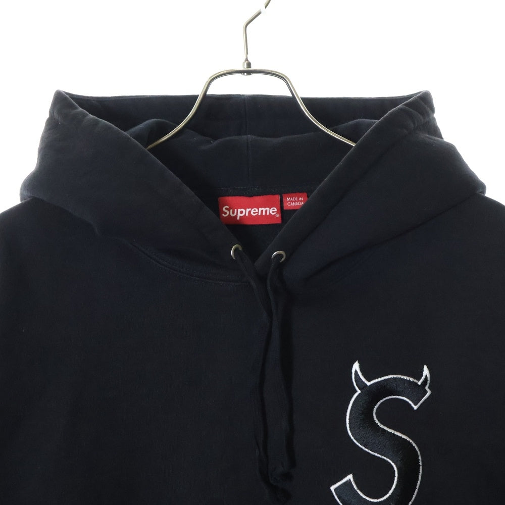 SUPREME(シュプリーム) 22AW S LOGO HOODED SWEATSHIRT Sロゴ ツノ デビル プルオーバーパーカー スウェットシャツ ブラック