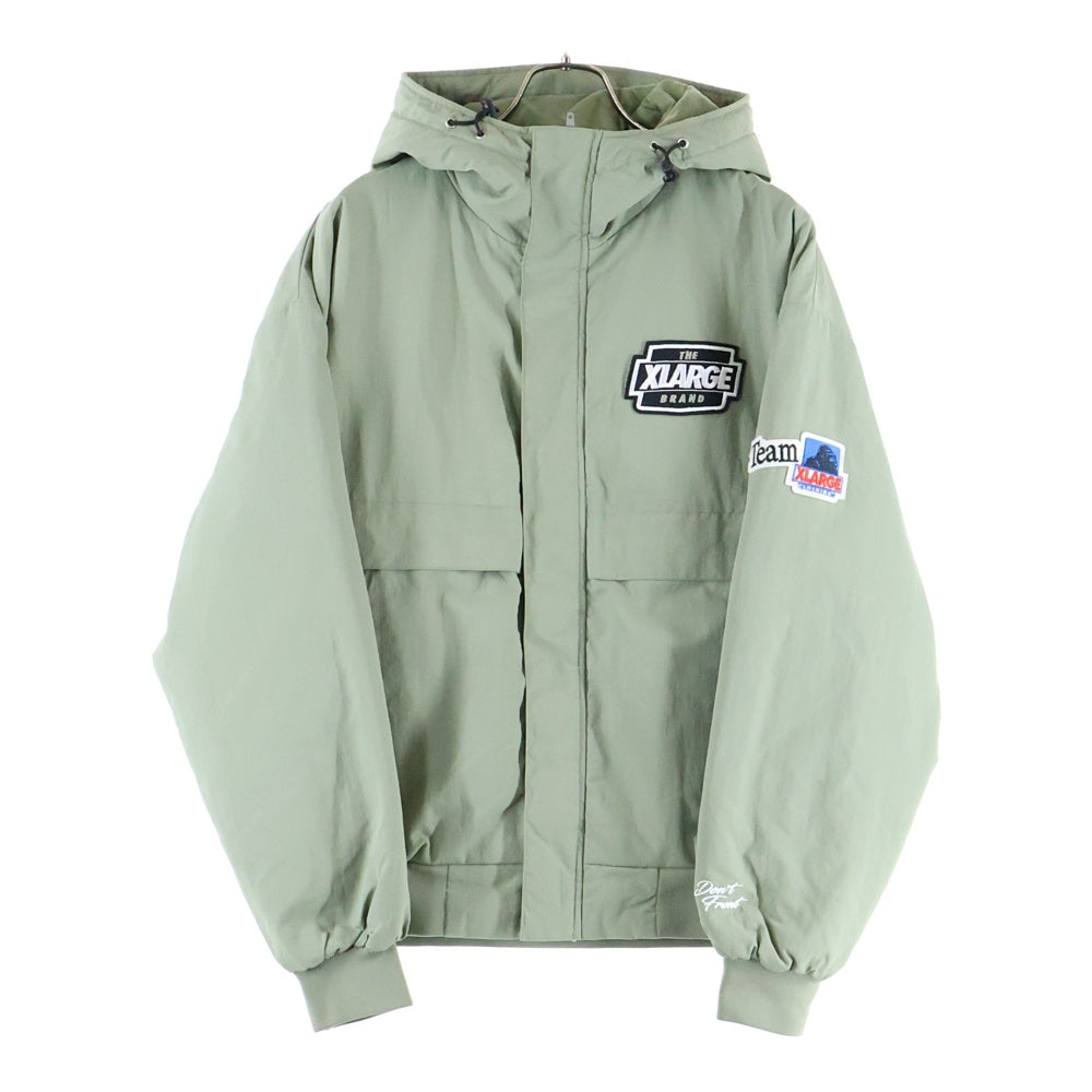 X-LARGE(エクストララージ) NYLON PUFFER JACKET ロゴ刺繍 ナイロン パファージャケット カーキ