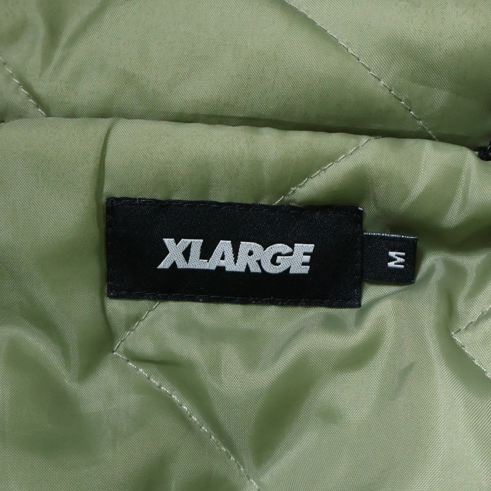 X-LARGE(エクストララージ) NYLON PUFFER JACKET ロゴ刺繍 ナイロン パファージャケット カーキ