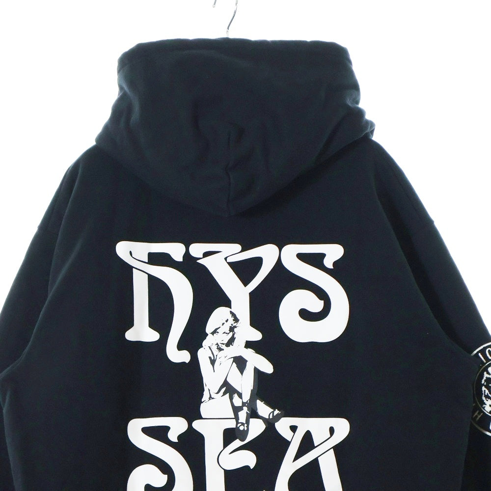 HYSTERIC GLAMOUR(ヒステリックグラマー) 23AW ×WIND AND SEA HOODIE wds-c-hys-24-q2-07 ウィンダシー バックロゴプリント プルオーバー フーディ パーカー ブラック