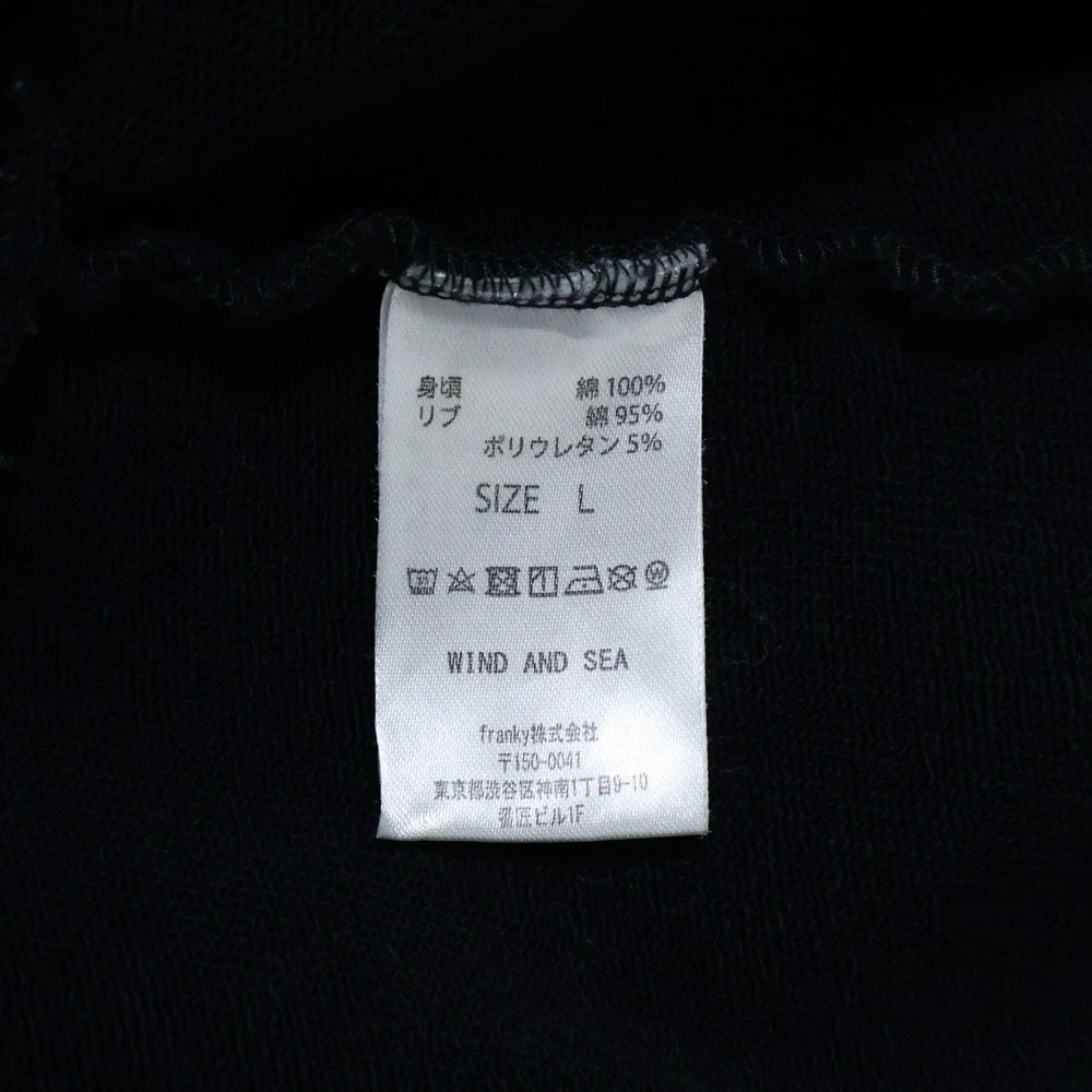 HYSTERIC GLAMOUR(ヒステリックグラマー) 23AW ×WIND AND SEA HOODIE wds-c-hys-24-q2-07 ウィンダシー バックロゴプリント プルオーバー フーディ パーカー ブラック