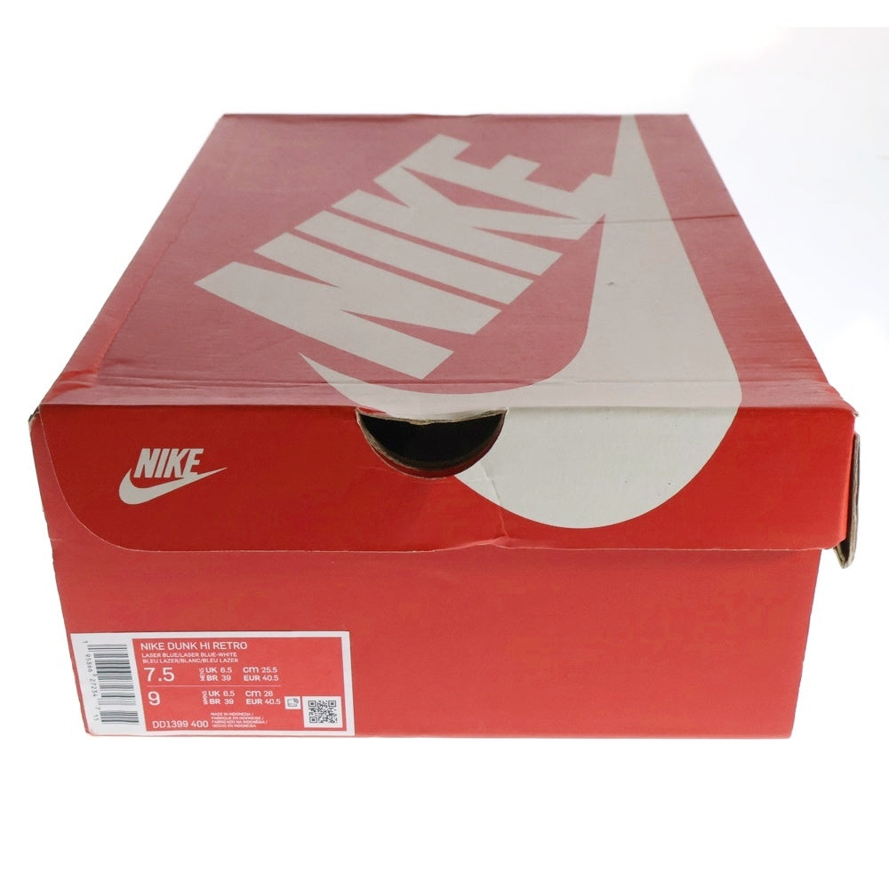 NIKE(ナイキ) DUNK HIGH RETRO CHAMPIONSHIP BLUE DD1399-400 ダンク レトロ チャンピオンシップブルー ハイカットスニーカー ホワイト/ブルー US7.5/25.5cm
