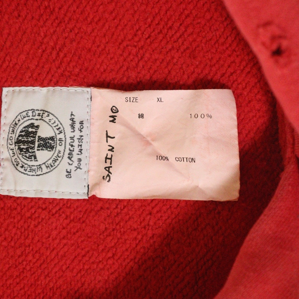 SAINT MICHAEL(セントマイケル) 22SS ANGELHOODIE ヴィンテージ加工 エンジェルプリント プルオーバーパーカー レッド SM-S22-0000-042