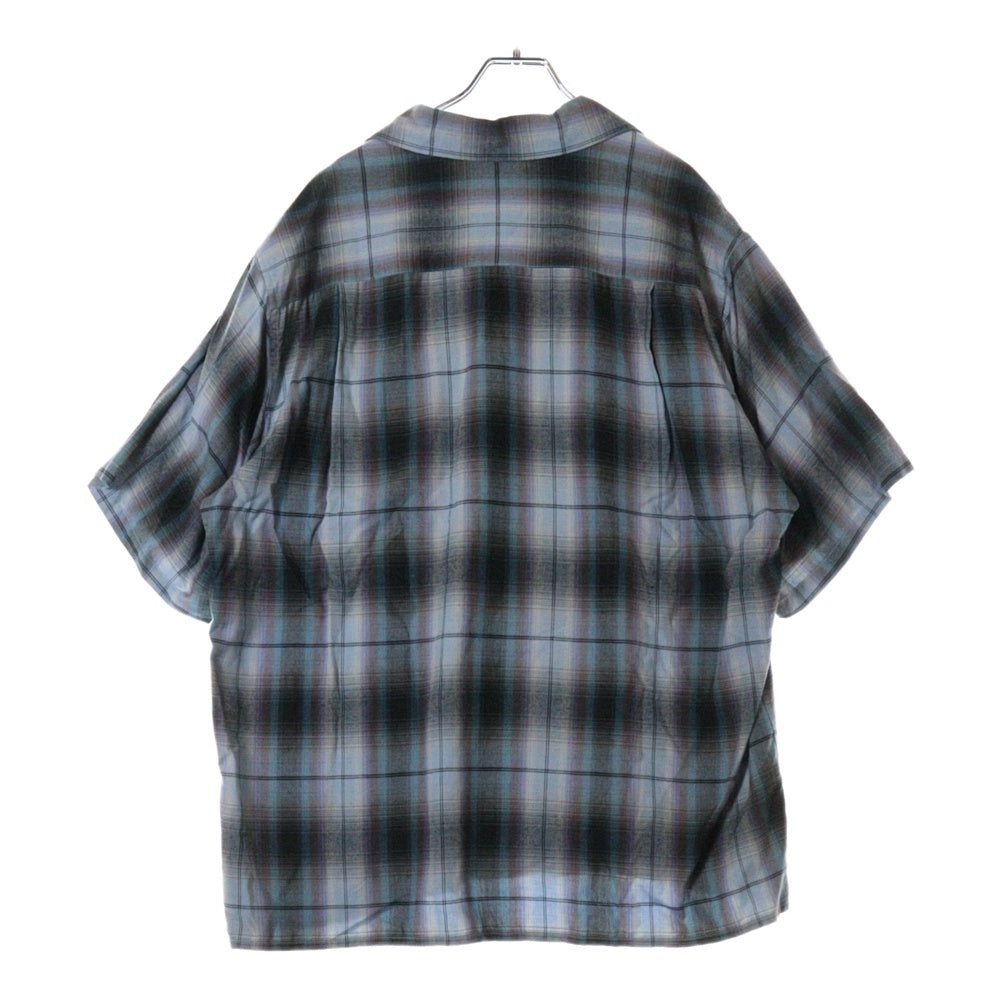 WACKO MARIA(ワコマリア) 24SS OMBRE CHECK OPEN COLLAR SHIRT S/S -TYPE 2 オンブレ 半袖チェックシャツ ブルー 24SS-WMS-OC11