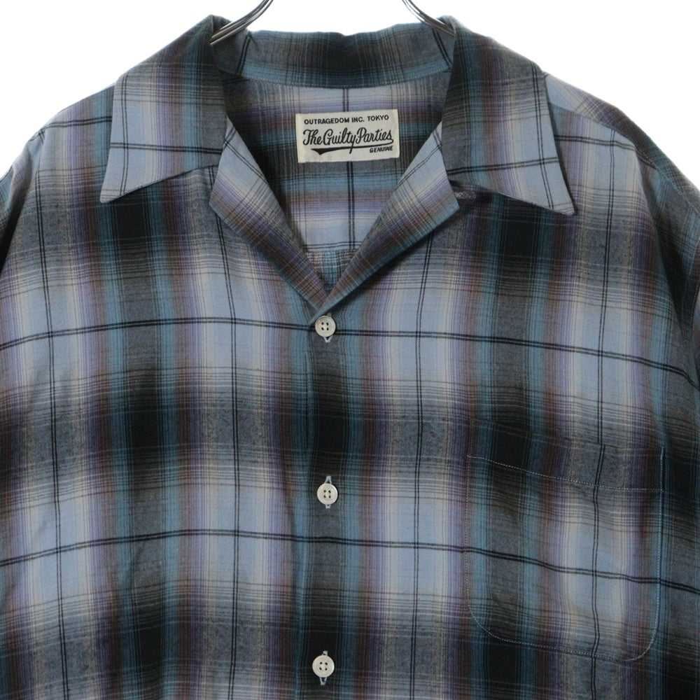 WACKO MARIA(ワコマリア) 24SS OMBRE CHECK OPEN COLLAR SHIRT S/S -TYPE 2 オンブレ 半袖チェックシャツ ブルー 24SS-WMS-OC11
