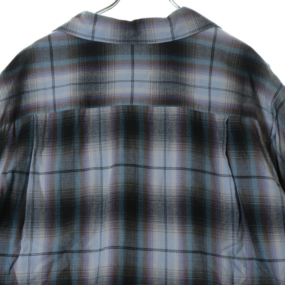 WACKO MARIA(ワコマリア) 24SS OMBRE CHECK OPEN COLLAR SHIRT S/S -TYPE 2 オンブレ 半袖チェックシャツ ブルー 24SS-WMS-OC11