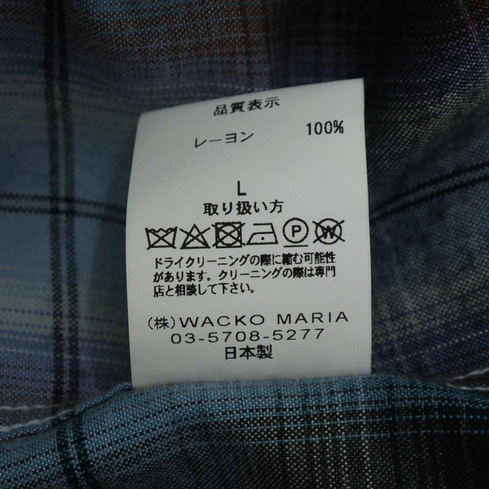WACKO MARIA(ワコマリア) 24SS OMBRE CHECK OPEN COLLAR SHIRT S/S -TYPE 2 オンブレ 半袖チェックシャツ ブルー 24SS-WMS-OC11