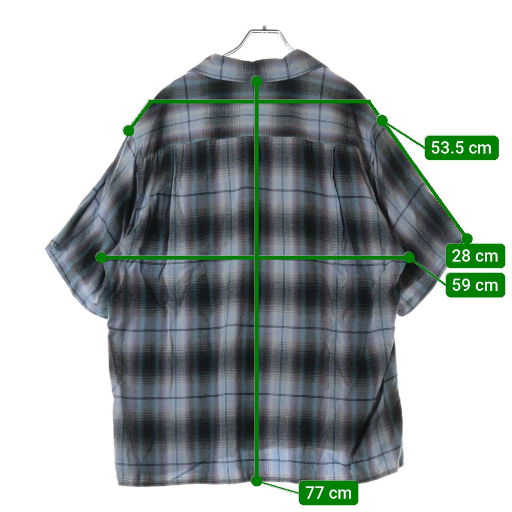 WACKO MARIA(ワコマリア) 24SS OMBRE CHECK OPEN COLLAR SHIRT S/S -TYPE 2 オンブレ 半袖チェックシャツ ブルー 24SS-WMS-OC11