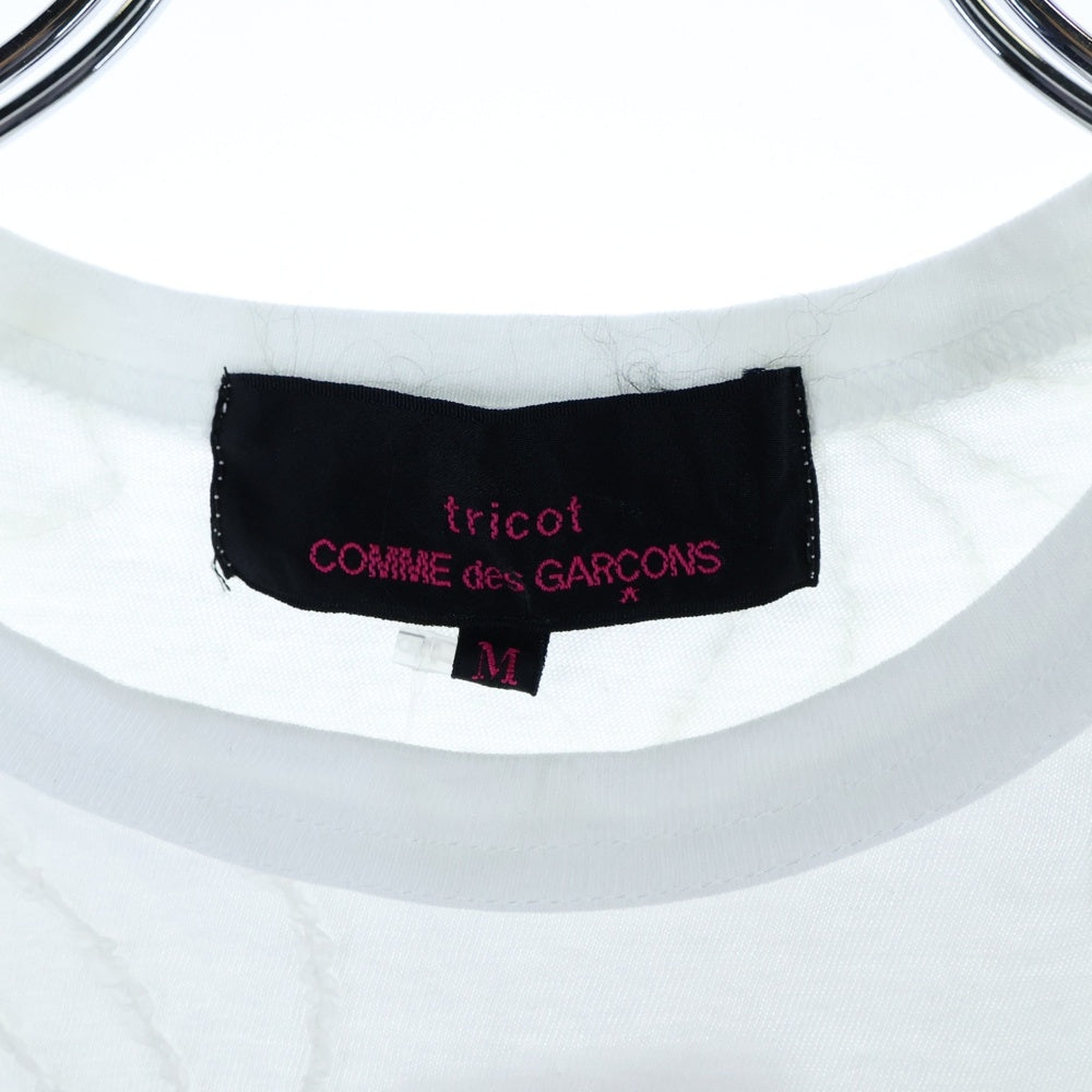 tricot COMME des GARCONS(トリコ コム デ ギャルソン) フラワー装飾 コットン 半袖Tシャツ カットソー ホワイト レディース TS-T207